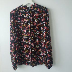 A.L.C 100%silk printed long sleeve blouse size 12